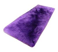 Tapis rectangulaire Rose en Fausse Fourrure for Chambre à Coucher, Tapis Lavable Peau de Mouton for Salon, 50 x 80 cm(Purple,Rectangular 80x180cm/31.4x70.7in)