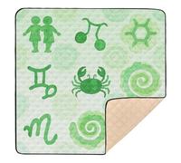 Tapis rembourré doux pour bébé à motif de constellation vert aquarelle pour jouer sur le sol pour le sol, léger, pliable, tapis d'activités pour bébés, nourrissons, tout-petits, 127 x 127 cm
