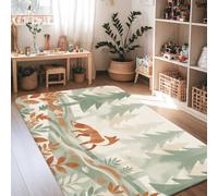 Tapis renard rustique motif nature, arbres, feuilles d'automne vert automne, tapis rectangulaire d'intérieur antidérapant qui ne perd pas ses poils pour salon, chambre à coucher, salle de classe