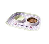 Tapis Repas pour Chat - sous-Gamelle Imperméable en Similicuir Anti-Renversement - Tapis pour gamelles Chien - Chiots Chatons Petit Moyen Grand Intérieur Balcon Maison Voyage