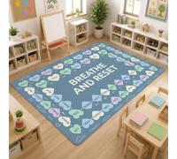 Tapis respiratoire, moderne et minimaliste, réinitialisation, calme, pleine conscience, bleu, esthétique, tapis de sol rectangulaire pour salle de coration de salle d'apprentissage, 1,5 x