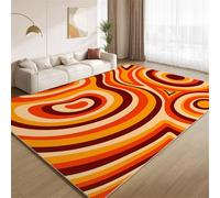 Tapis Rétro Années 60-70, Tapis Rayures Marron Orangé de Salon en Fausse Laine Lavable Antidérapant Facile d'entretien pour Chambre à Coucher Crèche Bureau Décoration 180x270cm
