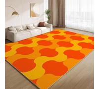 Tapis Rétro Années 80-90 Funky, Tapis Orange Jaune Créatif Lavable pour Salon Doux Antidérapant Facile à Nettoyer pour Chambre à Coucher Crèche Étude Salle de Classe 150x210cm