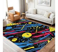 Tapis Retro Années 80 Lavable 200x250 - Motif Années 1980 Abstrait Graffiti, Grand Tapis Salon Chambre Cuisine Antidérapant Poil Court Doux Decoration Maison Carpet, FD3694