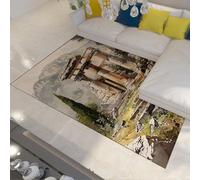 Tapis Rétro Classique avec Motif Ruines Architecturales et Pierre, Tapis Antidérapant à Poil Bas Pliable et Lavable pour Salon et Chambre 120x180cm