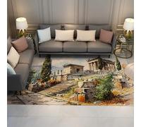 Tapis rétro Espace Lavable Olive et cyprès Tapis Athènes Ruines de la Ville Antique Moquette antidérapante pour Chambre Salon Bureau à Domicile 180x270cm