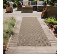 Tapis robuste d'intérieur et d'extérieur avec motif losange beige/noir - 60 x 180 cm