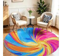 Tapis Rond Ø 80 cm Lavable en Machine Antidérapant Dynamique Moderne Tapis Chambre Adulte - Abstrait Tourbillon Vortex Spirale Carpet Salle a Manger Bureau Descente de Lit Interieur Doux Poil Ras
