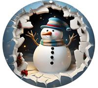 Tapis rond 100cm - Bonhomme de neige de Noël