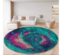 Tapis Rond 120 Cm Abstrait Tourbillon Blocs De Couleurs Bleu - Tapis Chambre avec Bords Cousus, Antidérapant Chambre, Lavable De Salon Convient pour Chambre Cuisine Balcon Salon