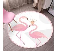 Tapis Rond 120 cm Flamingo Rose Tapis Salon Chambre Résistant aux Taches Antidérapant Lavable Décoration pour la Maison pour Jardin Terrasse Décoratif