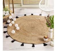 Tapis rond 120 cm jute shira noir
