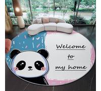 Tapis Rond 120 cm - Lavable en Machine - Coloré Tapis de Sol antidérapant et Doux - Motif Illustration de Panda Mignon et dessiné à la Main - pour Chambre à Coucher, Salle à Manger Chambre d'enfant