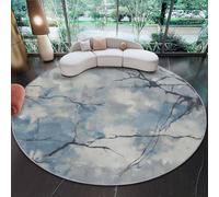 Tapis Rond 120 Cm Nature Branches D'Arbres Formes De Nuages Bleu - Antidérapant Et Doux - Carpette Lavable pour Décoration D'Intérieur, Salon, Entrée Et Bureau - Poils Ras