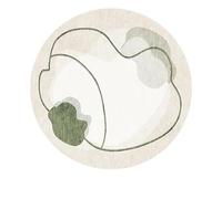 Tapis Rond 120 cm Vert Géométrique Beige Tapis Salon Shaggy Chambre Fille Enfant Lavable en Machine Moelleux avec Le Fond Antidérapant Décoration pour la Maison