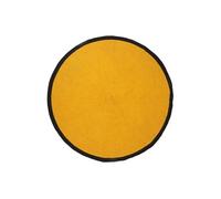 Tapis Rond Ø120cm Style Rétro Coton Jaune Moutarde et Bord Noir - KITTS -