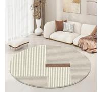 Tapis Rond 140 cm de Diamètre Géométrie Brune Confortable Tapis Salon Rond Antidérapant Lavable,Moquette décoratifs de Mode,pour Chambre ou Couloir, Doux et Chaleureux