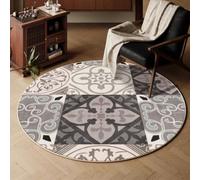 Tapis Rond 140 cm de Diamètre Gris Profond Doux Chaleureux Antidérapant