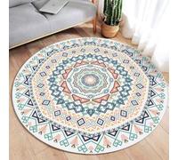 Tapis Rond 140 cm de Diamètre Vert Orange Confortable Tapis Salon Rond Antidérapant Lavable,Moquette décoratifs de Mode,pour Chambre ou Couloir, Doux et Chaleureux