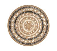 Tapis rond 140 cm en jute beige et noir GOYNE