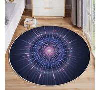 Tapis Rond 140Cm Lavable Machine,Violet Moquette Antidérapante Poil Bas Style Futuriste,Image À Effet De Lumière Circulaire De Science-Fiction Doux Pour Salon, Chambre, Cuisine, Nursery, Bureau