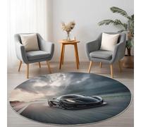 Tapis Rond 150 cm Doux Antidérapant et Lavable, Photographie Gros Plan Course Flanelle Poils Courts pour Chambres et Salles à Manger, Gris Tapis Rond Cadeau Pendaison Crémaillère