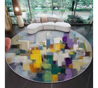 Tapis Rond 150 Cm Impressionnisme Architecture Ciel Tapis De Salon Rond Lavable en Machine Antidérapant Tapis Chambre Adulte Descente De Lit Tapis Décoration Intérieur Gris Clair