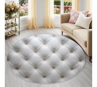 Tapis Rond 160 cm Moquette Luxe Texture Cuir Géométrique - Tapis Circulaire Simple pour Salon et Chambre, Antidérapant Lavable et Doux Poils Courts, Blanc