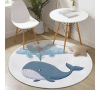 Tapis Rond 180 Cm Dessin Animé Baleine Coeur d'amour Bleu - Ultra-Doux en Laine Fine Et Polyester, Antidérapant, Facile À Nettoyer, Résistant À L’Usure, Design Élégant Et Durable