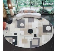 Tapis Rond 180 cm Flanelle Douce Tapis, Simple Géométrique À Carreaux Circulaire Salon Chambre Imprimé Antidérapant Intérieur Tapis de Décoration, Gris