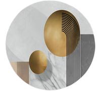 Tapis Rond 180 cm Minimalisme Salon Chambre Rug, Lavable en Machine Kaki Tapis Chambre Enfant, Doux Moderne Géométrique Rayures Descente de Lit AntidéRapant pour Chambrel Mangerded