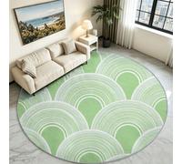 Tapis Rond 200 cm, Lavable & Antidérapant Doux à Poils Courts Minimaliste Geometrique Arches Tapis pour Salon Chambre Salle à Manger Chambre d'enfant Bureau Balcon Entrées, Vert