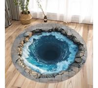 Tapis Rond 3D Monde sous Marin, Rug Illusion avec Requins Poissons, Carpet Artistique sur Le Thème de Océan, Tapis Antidérapant pour Chambre Enfant Décoratif Salon (Style 4,100cm)