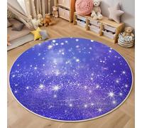 Tapis Rond 3D Violet Étoiles Brillantes Cuisine Salle De Bain Entrée Porte Paysage Visuel Motif Carpet Salon Décor À La Maison Garçon Filles Enfants Chambre Anti-Dérapant Rug,200Cm