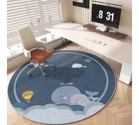 Tapis Rond 40 cm Baleine Bleue Foncée Tapis Exterieur Rond Court en Peluche Intérieur Antidérapant Salon Chambre Décoration pour la Maison Lavable en Machine