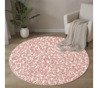 Tapis Rond 60 Cm Imprimé Floral À Pois Salon Chambre Rug Lavable en Machine Tapis Chambre Adulte Doux Chaleureux Et Romantique Descente De Lit Antidérapant Decoration Chambrel Mangerded, Rose