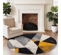 Tapis Rond 60 cm Industriel Géométrique Or Triangles Texture Métallique Fragments Tapis Rond, Doux, Antidérapant, Lavable - Convient pour Chambre à Coucher, Entrée, Salle à Manger, Dortoir Familial