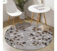 Tapis Rond 60 Cm - Nature Feuillage Abstrait Brun, Microfibre Douce, Lavable, Décoration De Sol Rétro pour Salon Bureau Entrée Entrée/Hall D’Entrée