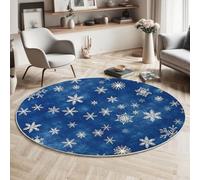 Tapis Rond 60 Cm, Tapis Flocons Neige Géométriques Peints La Main Aquarelle Lavable Machine Pour Salon - Antidérapant Moquette Chaleureux Guérisseur Pour Salle Manger Chambre Nurserie, Bleu Marine