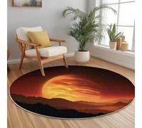 Tapis Rond 60 Cm Terre Planète Et Montagnes Extraterrestres - Confectionné en Flanelle Et Polyester, Confortable, Lavable, Anti-Dérapant, Résistant À La Décoloration Et Usage Quotidien Rouge