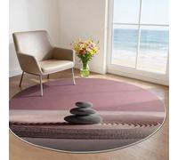 Tapis Rond 80 cm, Minimalisme Géométrie Gris Galets Texture De Sable Lavable et Antidérapant, Tapis de Sol Doux pour Chambre, Salon Cheminée et Salle de Jeux, Décoration Intérieure