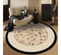 Tapis Rond 90 cm Diamètre Fleur Jaune Tapis Moderne Moelleux à Poils Courts, antidérapant, Durable et Facile à Nettoyer,pour Salon et Chambre ou Salle Manger, décoratif