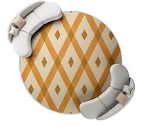 Tapis Rond 90 cm pour Salon - Illustration Géométrique en Forme De Losange Motifs Lavable en Machine, Antidérapant Tapis Imprimé pour Salle à Manger Chambre d’Enfant Nurserie, Tanné