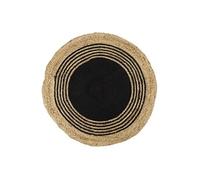 Tapis Rond Ø90cm en Jute Naturelle et Coton Noir - GOMYA - ALTOBUY Noir
