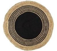 Tapis Rond Ø90cm en Jute Naturelle et Coton Noir - GOMYA - ALTOBUY Noir