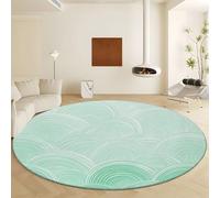 Tapis Rond à Demi Cercles Géométriques Superposés, Tapis de Ultra Fin Diamètre 150 cm Doux Antidérapant et Lavable - Couleur Minimalisme pour Chambre Entrée Salle à Manger ou Dortoir Familial