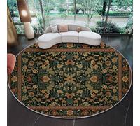 Tapis Rond à Motif Gothique William Morris Floral, Vert foncé Tapis Rond Lavable et Antidérapant, 100 cm Moquette Doux à Imprimé pour Cuisine Entrée Salon Couloir Chambre