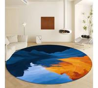 Tapis Rond à Ondulations Océaniques Formations Rocheuses, Tapis de Ultra Fin Diamètre 60 cm Doux Antidérapant et Lavable - Couleur Art Abstrait pour Chambre Entrée Salle à Manger ou Dortoir Familial