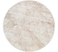 Tapis rond à poils courts Crème Effet 3D Salon Chambre à coucher Design 160 x 160 cm