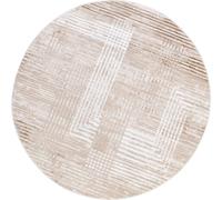 Tapis rond à poils courts Crème Effet 3D Salon Chambre à coucher Design 200 x 200 cm